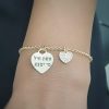 Engraved heart bracelet with elements