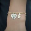 Engraved heart bracelet with elements