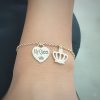 Engraved heart bracelet with elements