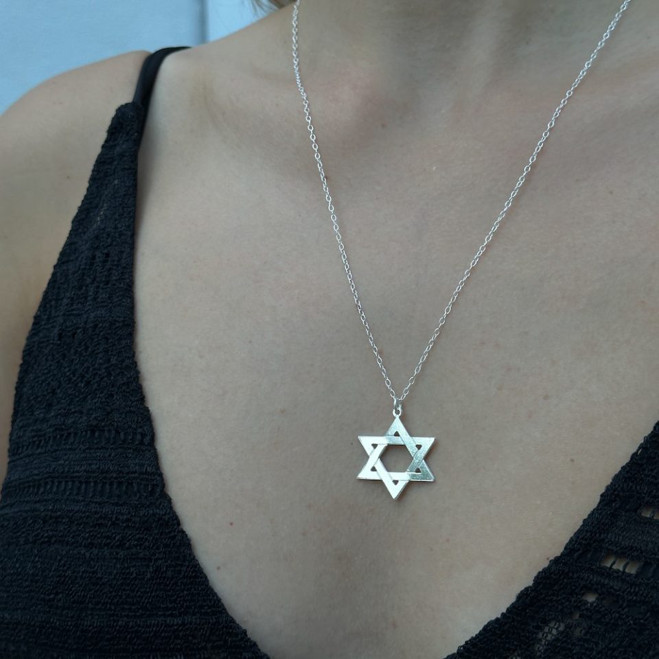 star of david necklace for woman in silver