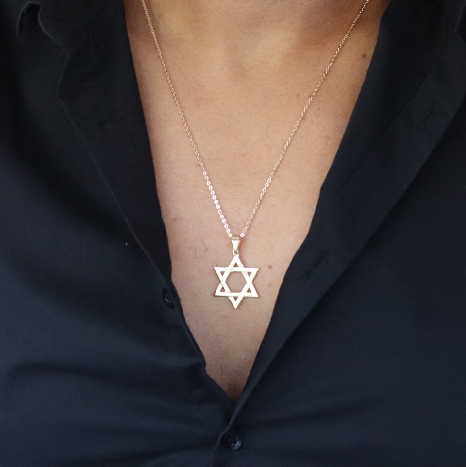 Star of david necklace for men in gold plated