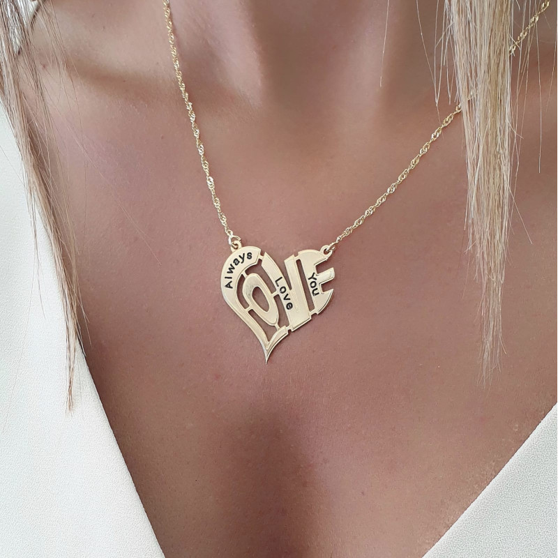 Personalized LOVE necklace with engraved names
