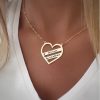 Engraved striped heart necklace