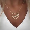 Engraved striped heart necklace