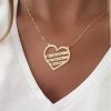 Engraved striped heart necklace