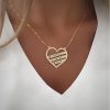 Engraved striped heart necklace
