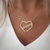 Engraved striped heart necklace