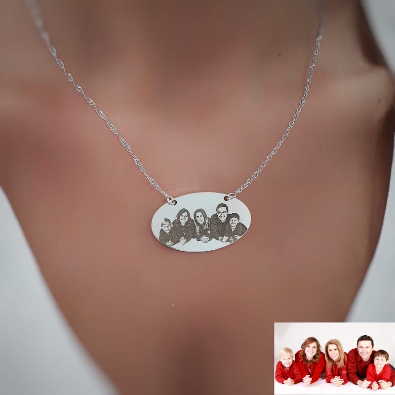 A family photo necklace