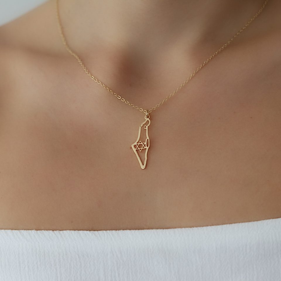 Israel Map with Star of David Necklace